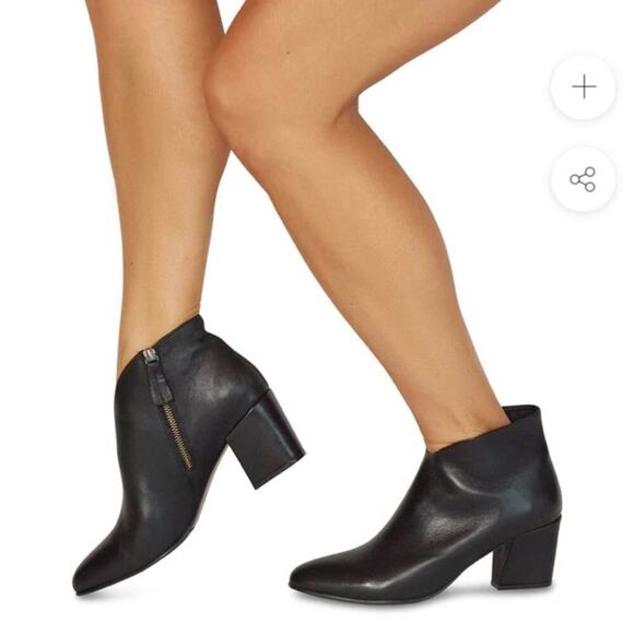 Bueno Sofie Black Leather Heeled Ankle Booties Dress Booties Careerwear Sz 37 - Picture 1 of 16